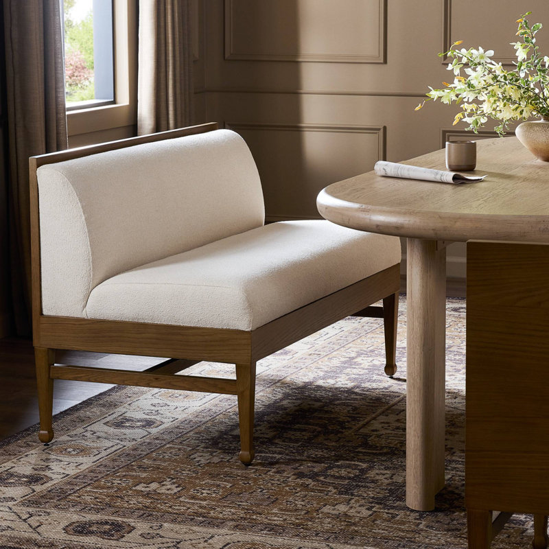 Priscilla Dining Bench-49"-Crypton Wayfarer Snow, 32" H x 49" W x 26.5" D