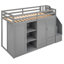 Lit mezzanine fonctionnel avec 3 tablettes, 2 armoires et 2 tiroirs, échelle avec rangement, aucun sommier nécessaire-1525404904