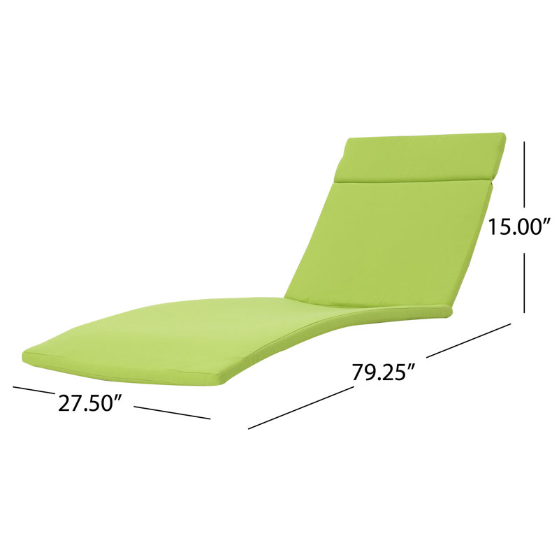 Chaise longue simple inclinable avec coussins 79,25 po Blaise, Vert