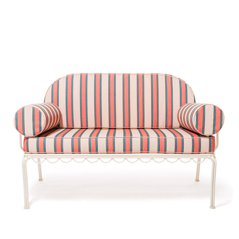 Love Seat Slip Cover Set, Pink/Red Striped Acrylic
