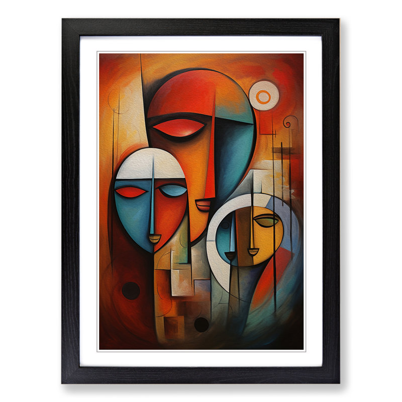 Loving Family Abstract - Single Picture Frame Print on Wood, 34cm H x 25cm W x 2cm D, Black