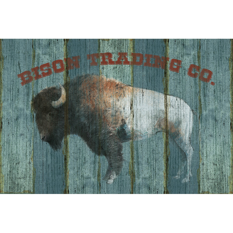 Bison Trading Co by Avery Tillmon - Wrapped Canvas Print, 24" H x 36" W, No, Walnut Single Picture Framed