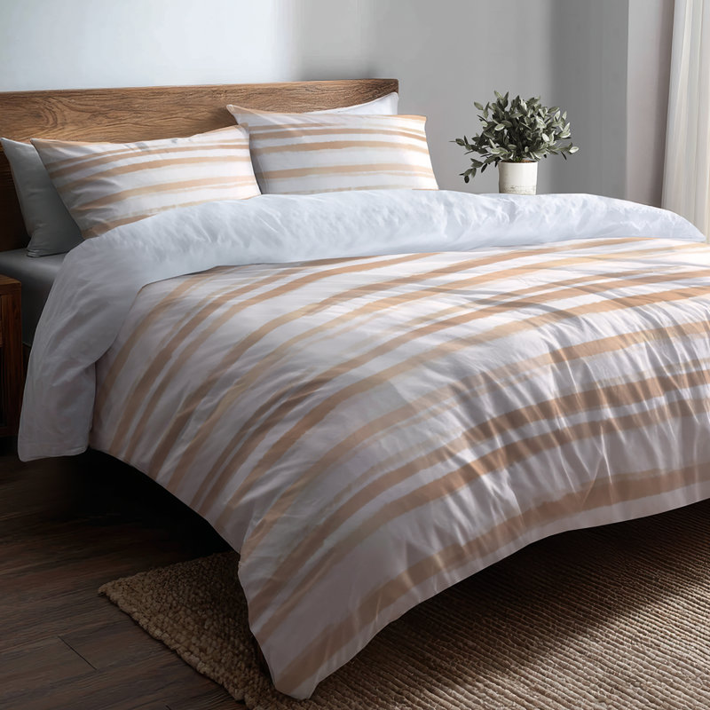 Ensemble de 6 édredons Modern - Ensemble de literie à lignes abstraites beige, Édredon très grand et 3 pièces supplémentaires