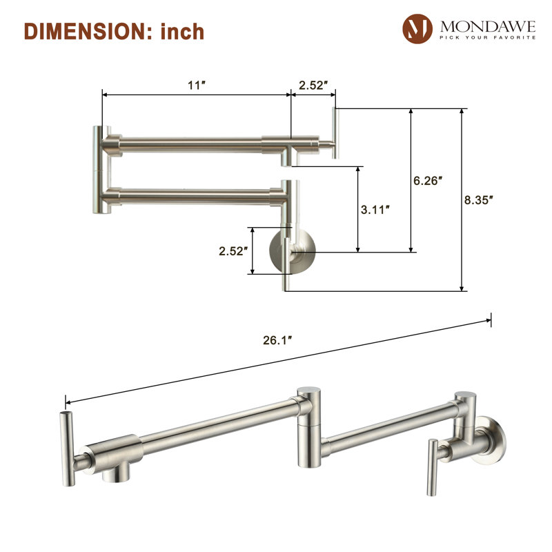 Mondawe Kitchen Faucet, Brushed Nickel
