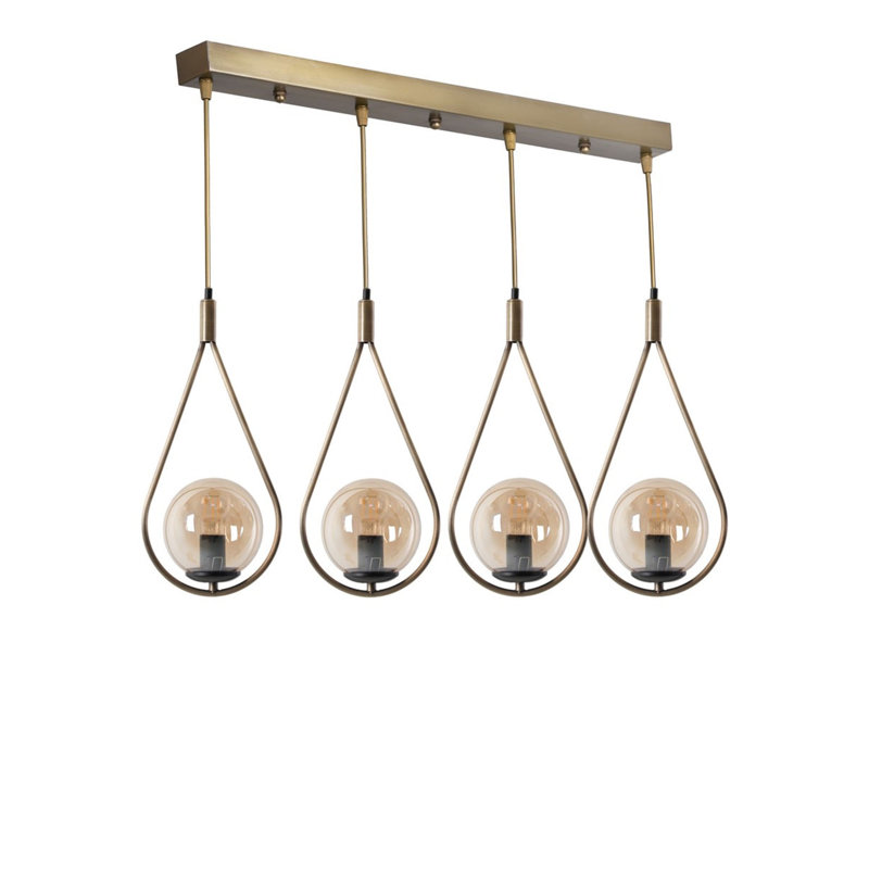 Lustre scandinave, finition cuivre, 25,6 po x 7,9 po | Fabrication 100% métal, hauteur réglable, peinture séchée au four, revêtement dégringolé | Douille E27, 40 W maximum | Parfait pour les salons et les salles à manger modernes