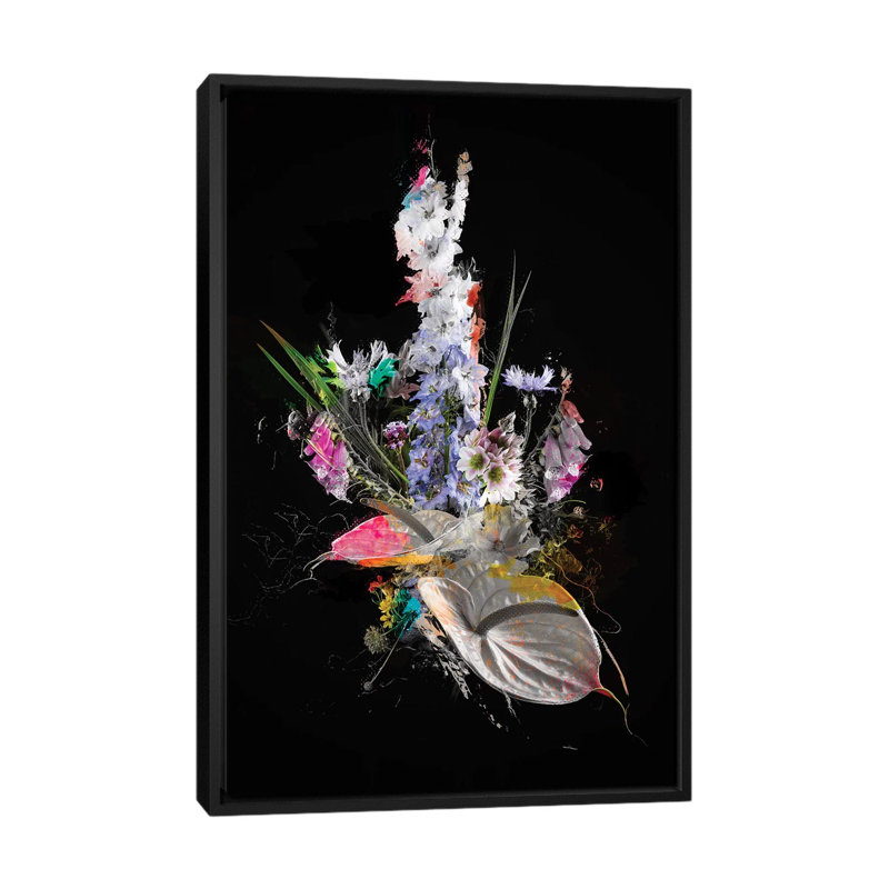 « bouquet xiv », impression sur toile, H 26 po x l 18 po x P 1,5 po, Toile avec cadre noir, Pas de tapis