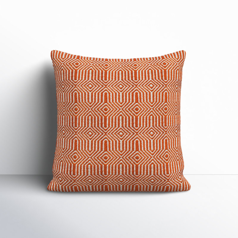 Housse et insert de coussin décoratif intérieur / extérieur Saffet, Orange / ivoire