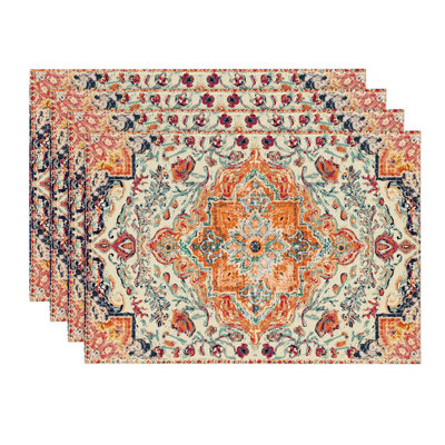 Ensemble de 4 napperons de style bohémien Boho, 12 x 18 po