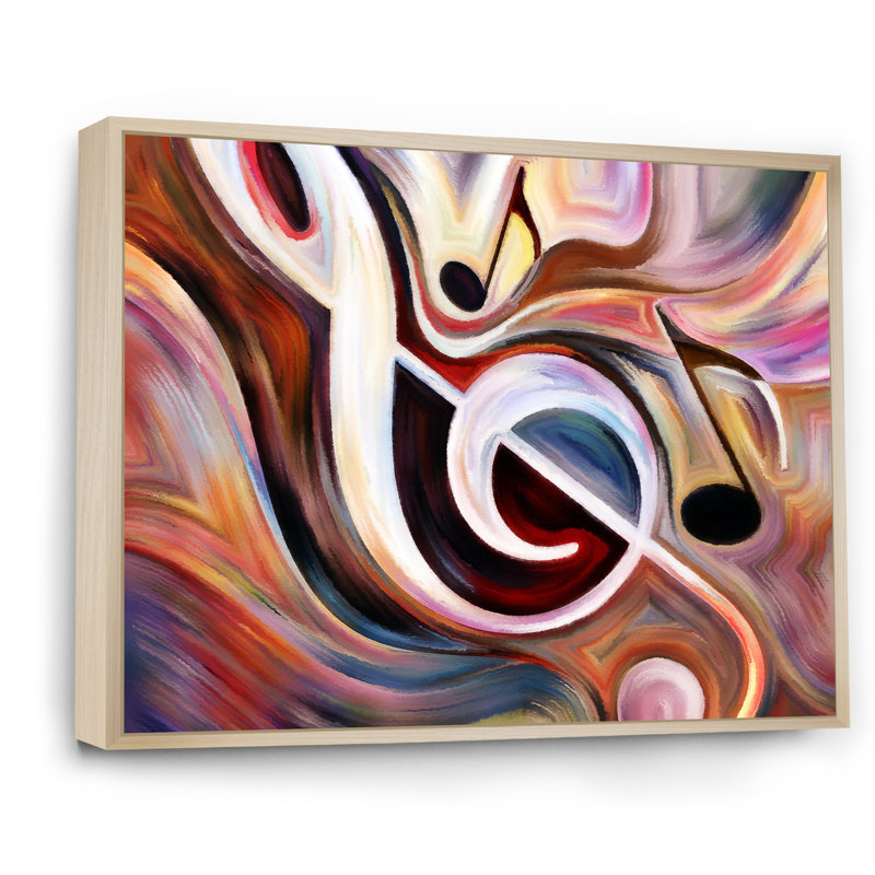 Reproduction de musique sur toile, symbole musical de clé de sol, H 12 po x l 20 po, Cadre flottant érable