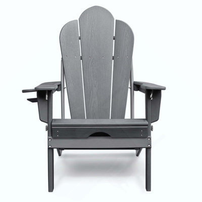 Folding Outdoor Patio Chair With Ottoman,HDPE All-Weather Folding Fire Pit Chair,  Ergonomic Design Patio Lawn Chair For Outside Deck Garden Backyardf Balcony