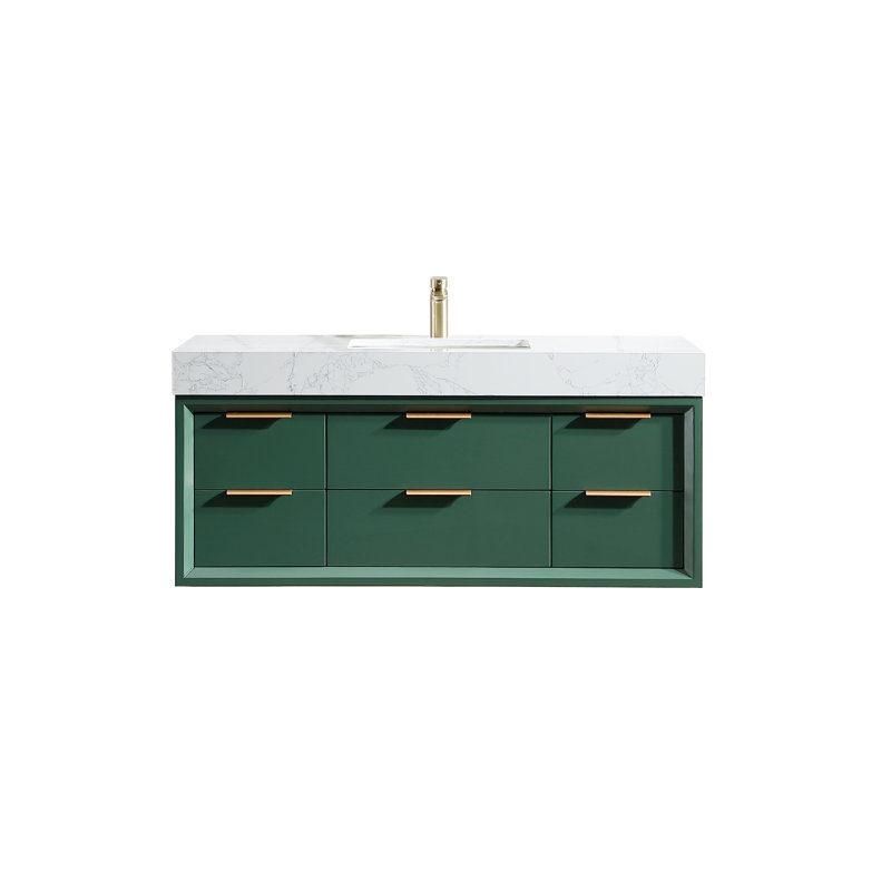 Meuble-lavabo simple avec plateau Mayatte Grado, Vert, 48"