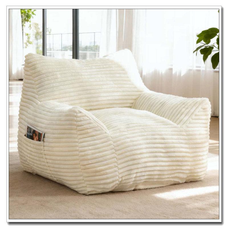 Bean Bag Chair, Oversized Comfy Beanbag, White