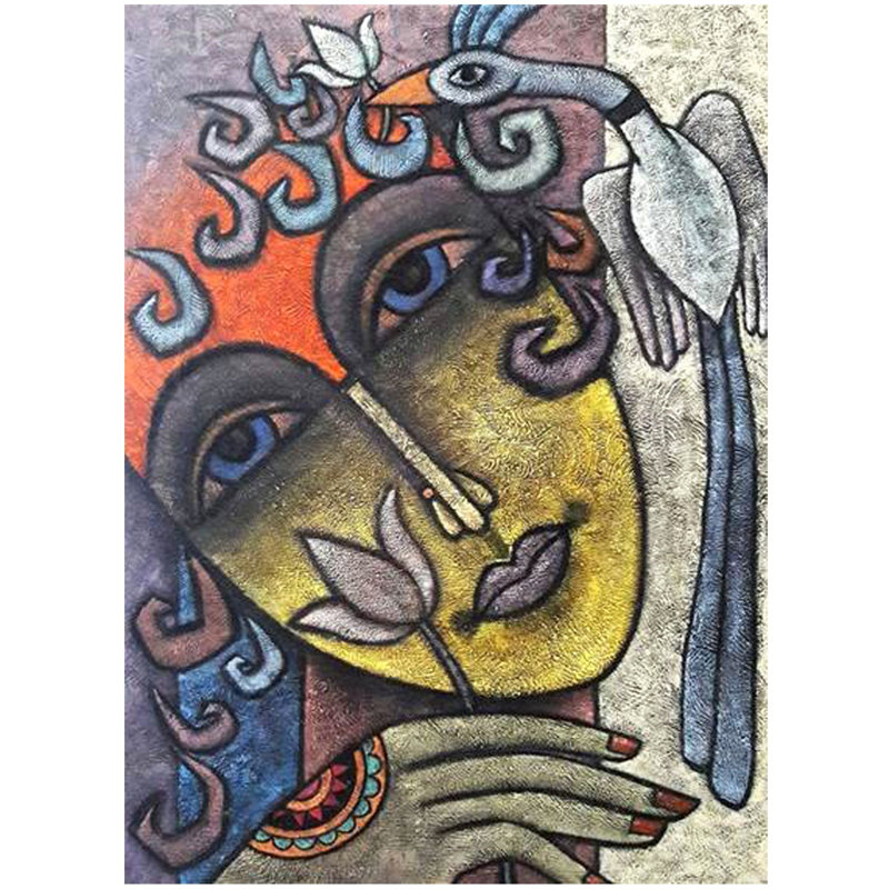 Advaitha | Technique mixte sur toile | Peinture de Krishna Ashok
