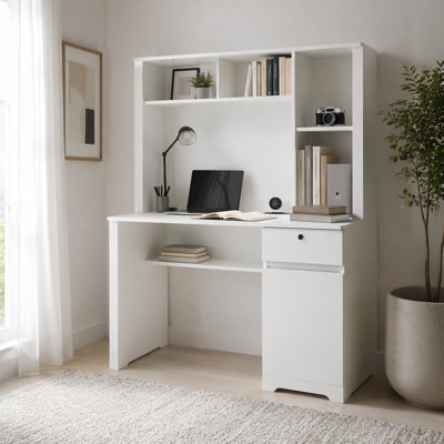 Bureau d'ordinateur avec huche et bibliothèque, bureau de direction en bois pour adolescents