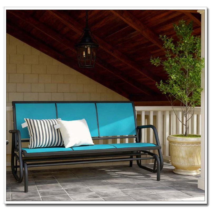 3-Person Porch Glider Swing with Breathable Mesh Fabric