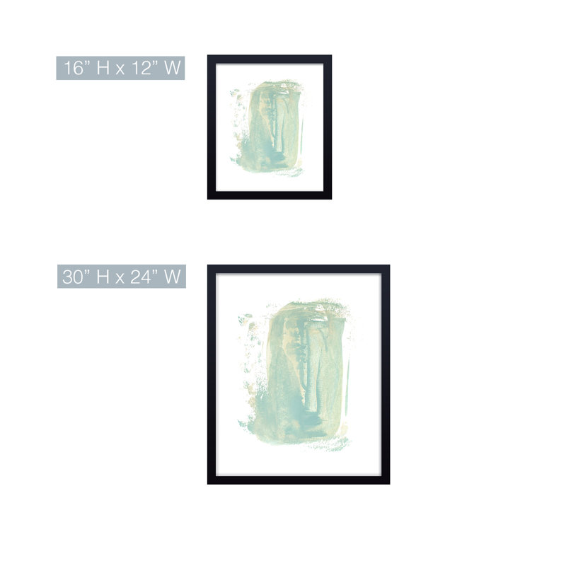 'Sea Green Wave' Framed Print Wall Art, 16" H x 12" W x 1.125" D, Black, Framed Print