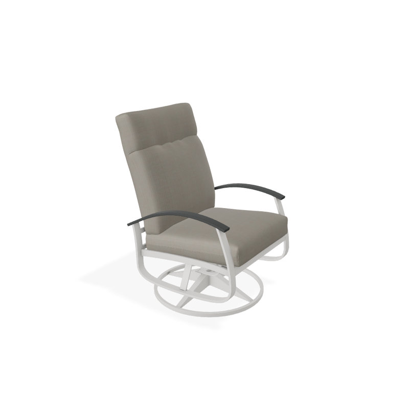 Belle Isle Outdoor Rocker Chair, Blue/White Stripe, Classic Graphite P30, Textured Snow