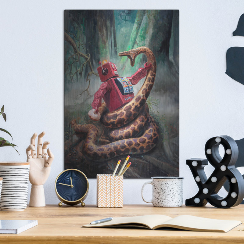 «Snakefight» par Eric Joyner, art mural en métal, H 16 po x l 12 po