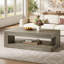Table basse 47,24 "rectangulaire pour salon, table d'appoint 2 niveaux avec rangement-1143162570