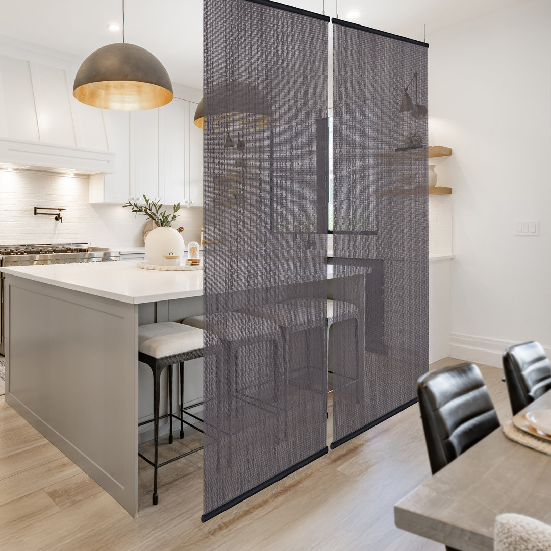 Fruge 36''W x 96''H, 2-Panel Hanging Room Divider, Sheer Semi Privacy Screen, Cuttable Length, Ceiling Suspended, Fire Retardant Symple Stuff 