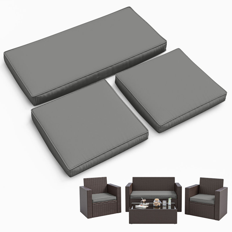 3-Piece Outdoor Seat Cushion Set, Light  Gray
