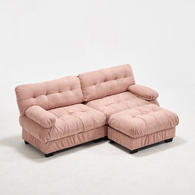 Modular Sectional Sofa Cloud Couch, Deep Seat L Shaped Couch With Ottoman,Sofa Sectional Couches For Living Room, Comfy Advanced Flannelette Loveseat With 4 Pillows
