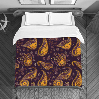 Paisley Purple/Yellow Microfiber Duvet Cover