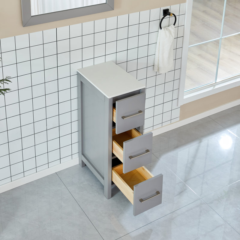  11.6" W x 33.5" H x 17.7" D Free-Standing Bathroom Cabinet, Gray