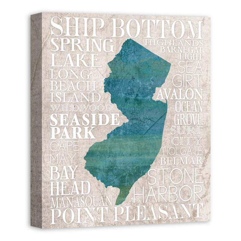" Jersey Shore Cities ", 24" H x 20" W, Wrapped Canvas