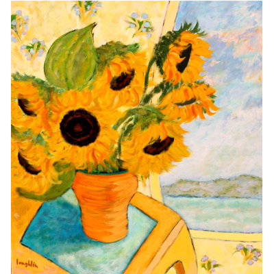 Brendan Loughlin Flowers, Coastal, Spring " Sunflowers Looking Out The Window By The Dunes " by Brendan Loughlin