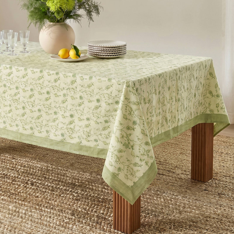 Dolce Olive Green Natural Cotton Table Cloth 70x160"