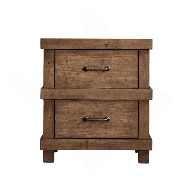 Table de chevet en bois avec 2 tiroirs