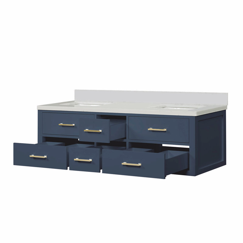Meuble-lavabo double 60 po X P 22 po D, avec plateau en marbre de culture, 60"