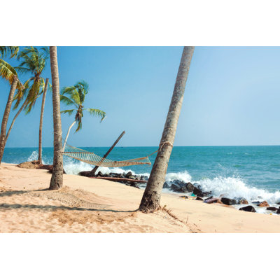 Hammock On Tropical Beach - Wrapped Canvas Print