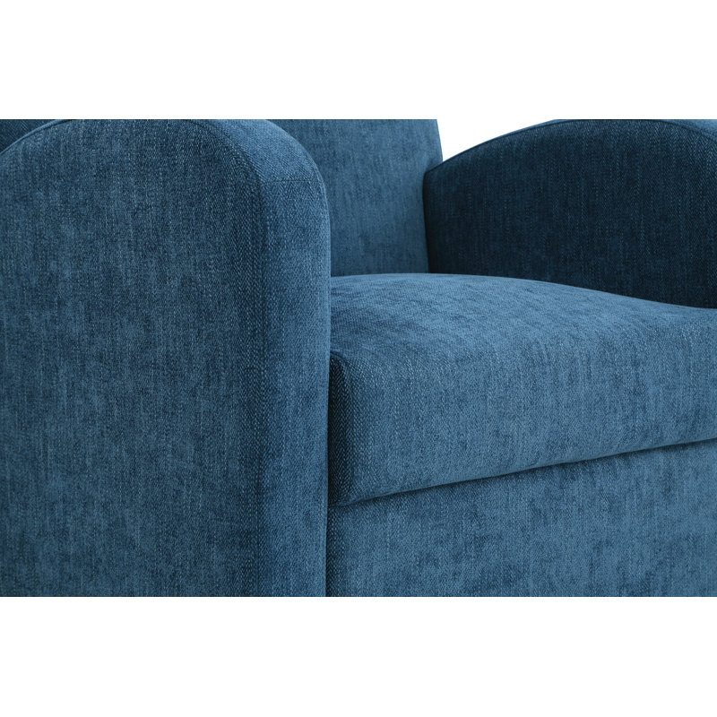 Fauteuil club avec repose-pieds 29,25 po Kaelan, 100 % polyester bleu marine