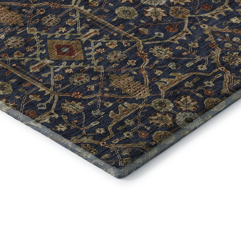 Premium Machine Washable Ducote AMF1130 Global Rug, Rond 8 pi