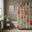Rideau de douche Retro Blossom - Premium-1883798463