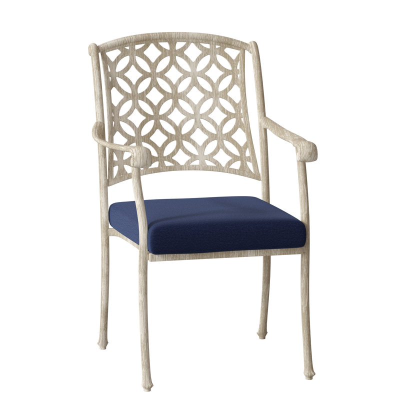 Casa Outdoor Dining Armchair, Weathered White, Pique Gravel Sunbrella®