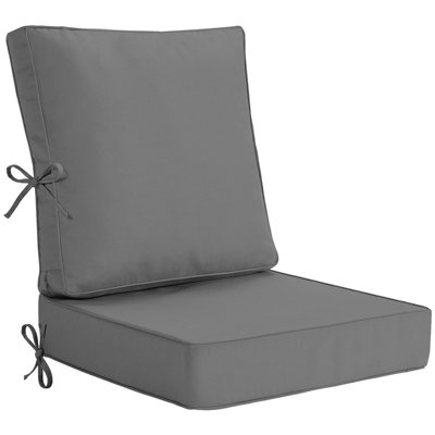 Outdoor Chair Cushions 20 x 20 x 4 Inch, Outdoor Replacement Cushion, Back & Seat Patio Cushions for Outdoor Furniture, Weather Resistant Patio Chair Cushions with Removable Cover and Straps, Gray