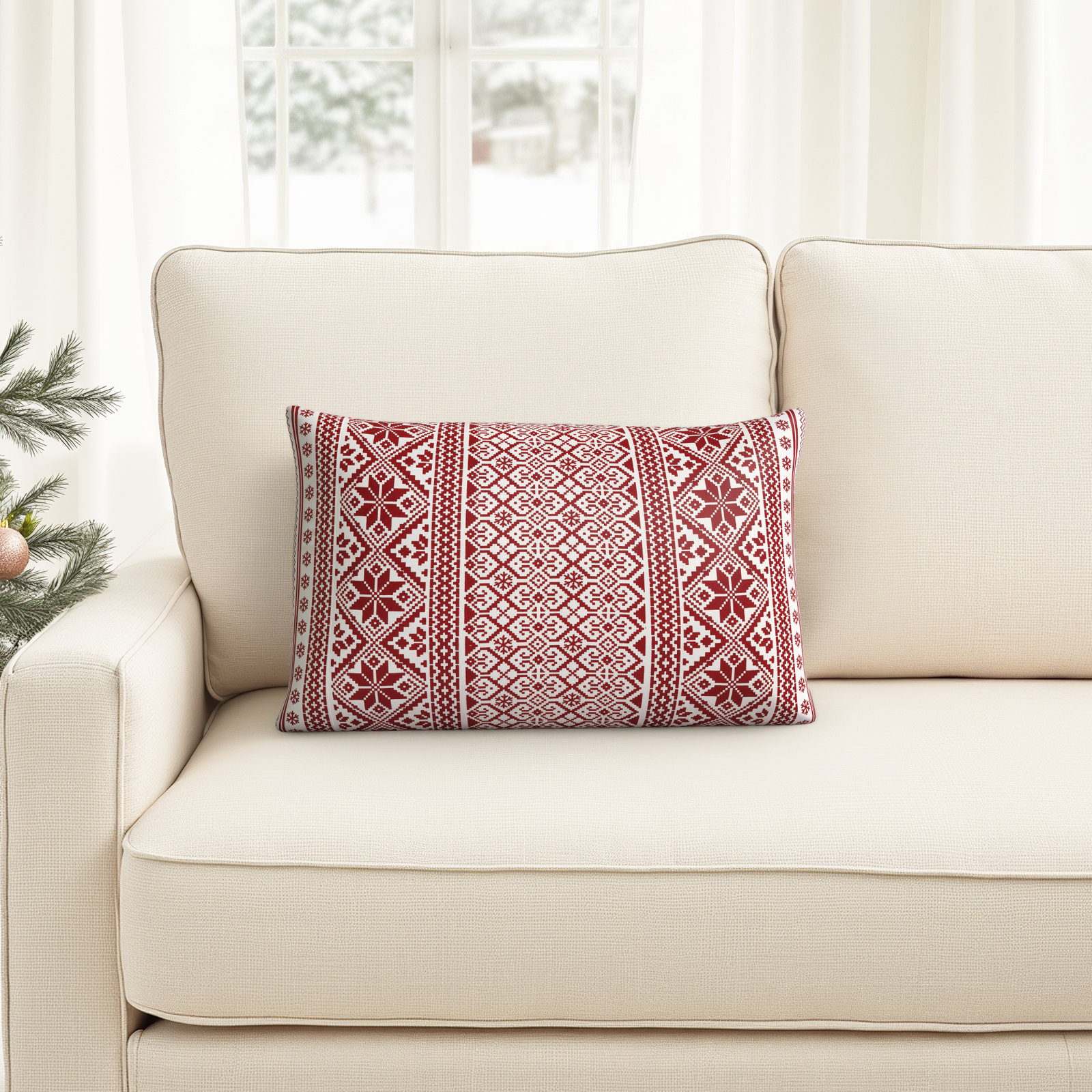 Glenroy Geometric Cotton Lumbar Pillow Cover