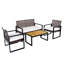 Table basse 4 pièces avec 2 chaises simples pour causeuse et patio