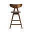 Paire de tabourets de comptoir de style Mid-Century Mid-Century rembourrés gris foncé avec base en bois d'hévéa