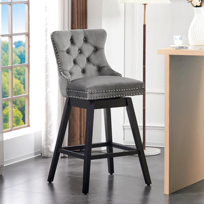 Solid wood swivel stool