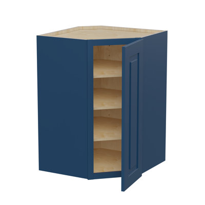 Gallery Express Briar Plywood Assembled 27 in W X 15 in D X 36 in H Corner Diagonal Kitchen Cabinet Left in Navy