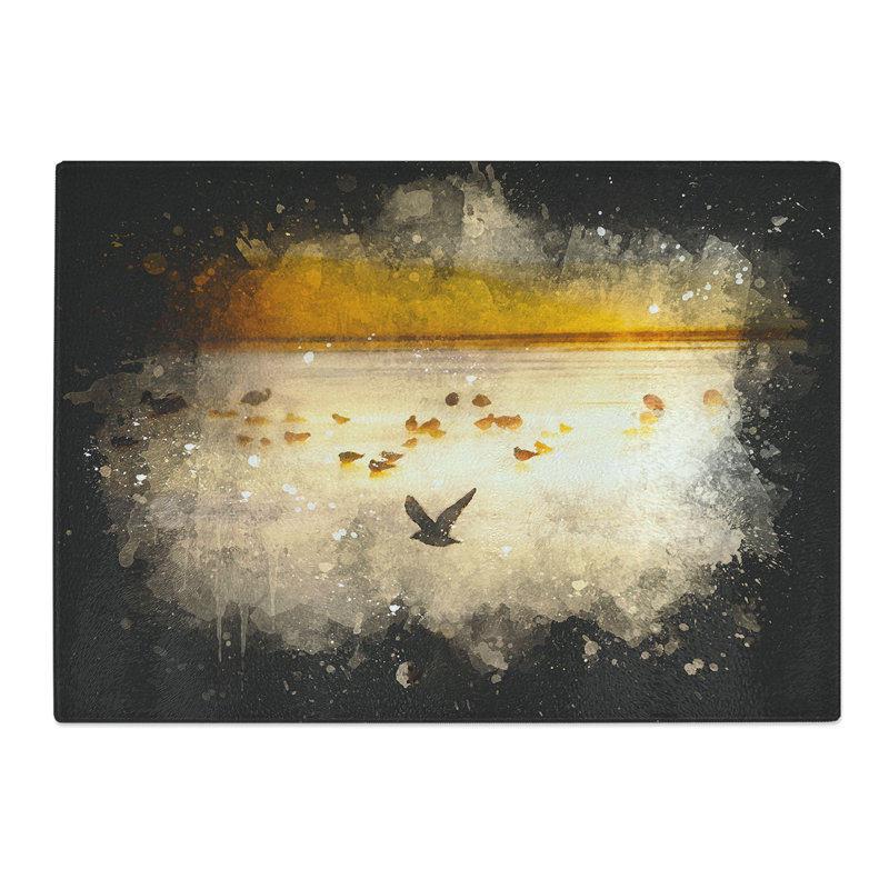 Tempered Glass Birds on the Beach Chopping Board, 28.5 cm x 39 cm