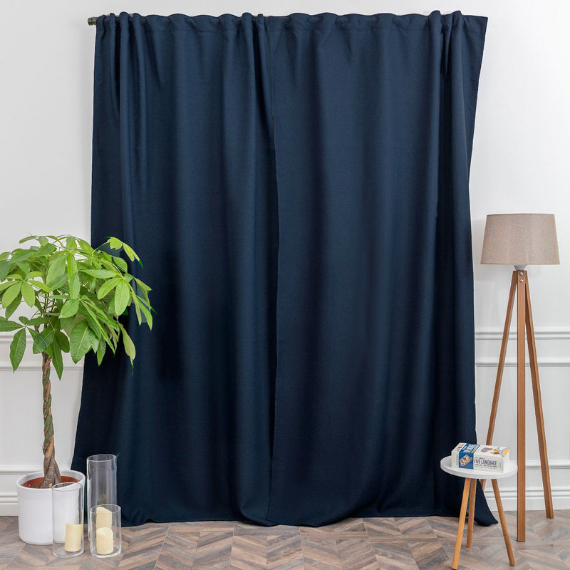 LAXTON Room Darkening Extra Long & Extra Wide Decorative Curtain, Dark Blue, 52" W x 276" L