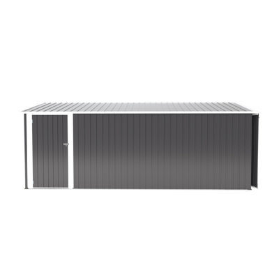 Campcraft  Outdoor Storage Shed 10×14 FT With 3 Lockable Doors,4 Air Vents & Sloped Roof,Utility Tool Shed Metal Storage Garden Sheds  Frame And 4 Vents,For Backyard,Patio,Lawn,Dark Grey