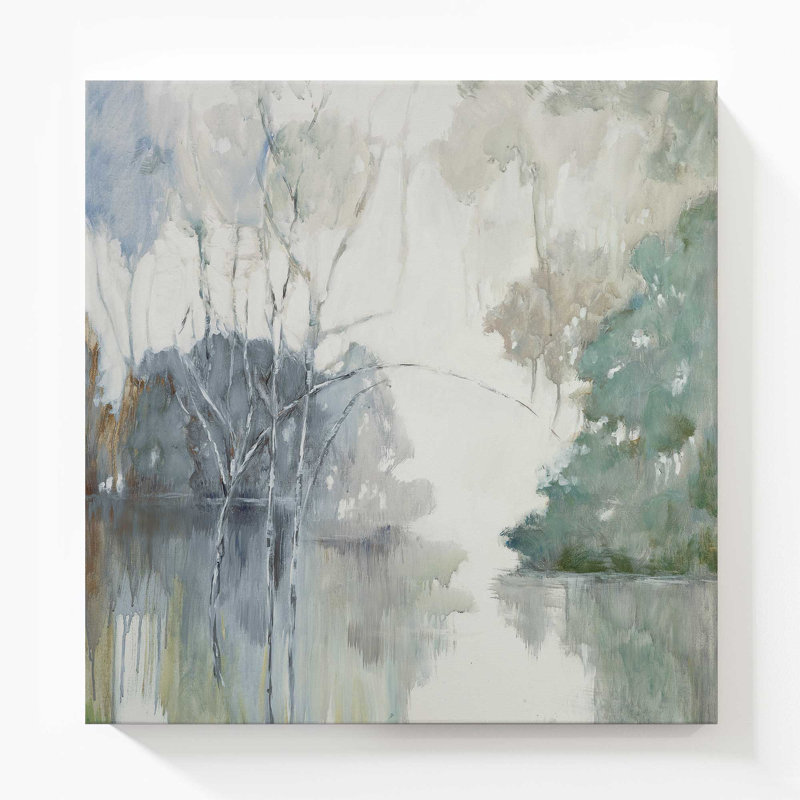 Impression de paysage aquatique tranquille,, 54" H x 54" W x 1.25" D, Toile tendue, 1
