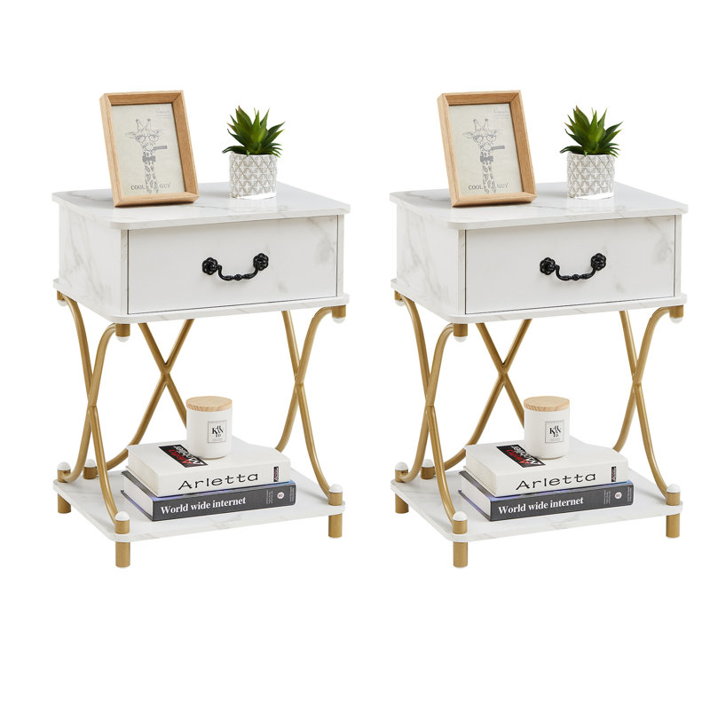 Kempst 17.7'' W Nightstand, White, Set of 2