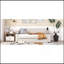 Lit de jour simple rembourré avec accoudoirs de rangement, gigogne et design USB, beige